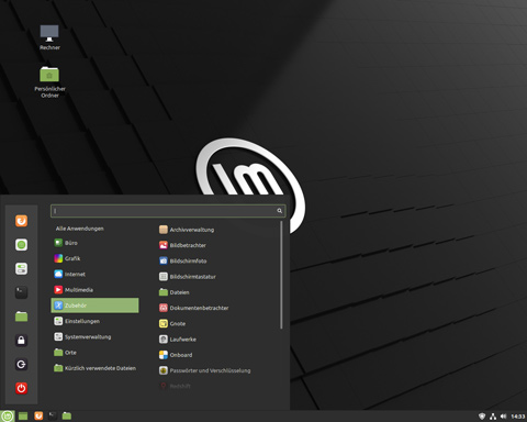 Screenshot vom Cinnamon-Desktop
